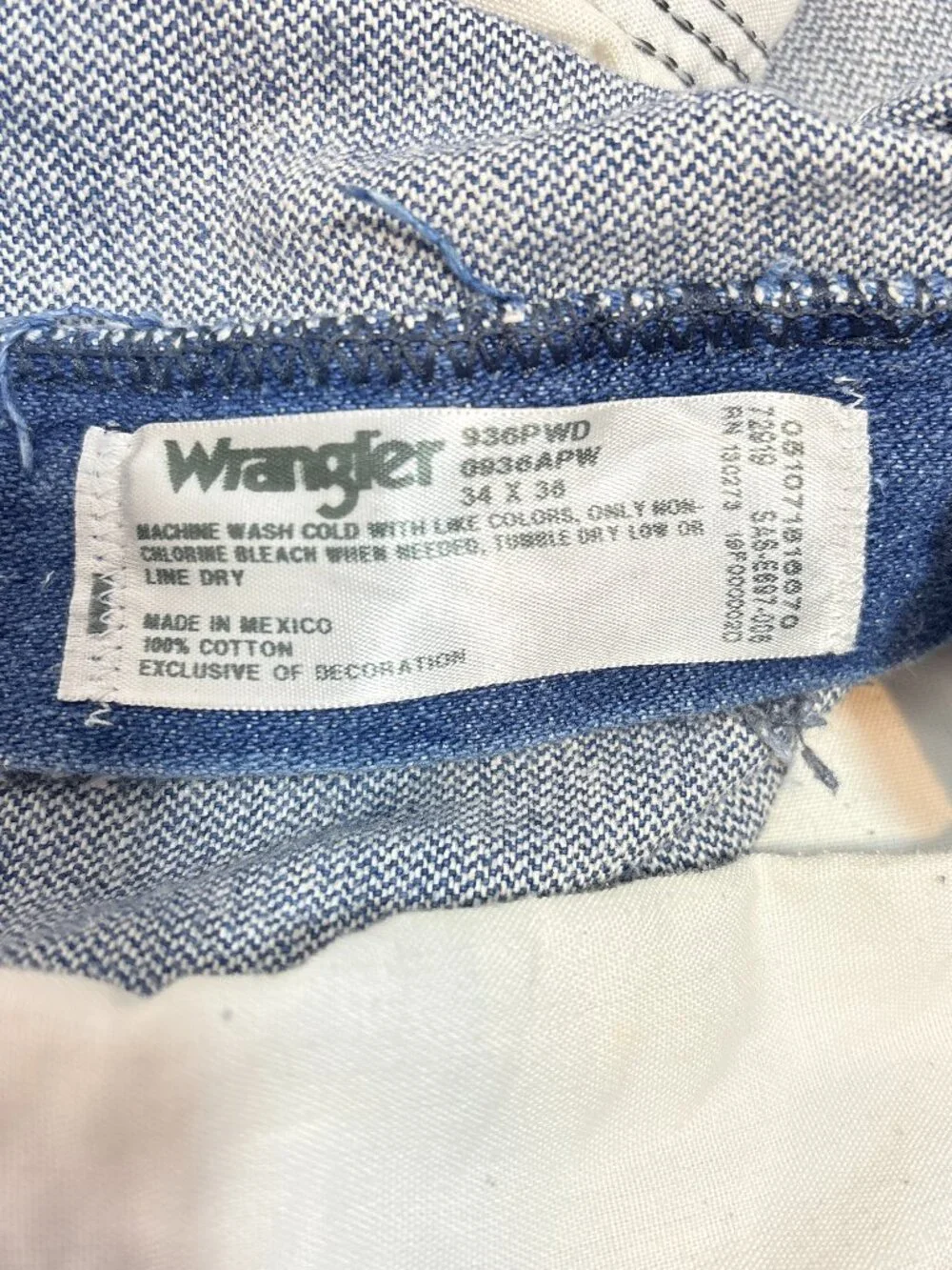Wrangler 936PWD Cowboy Cut Slim Fit Jeans Men’s 34x36 Prewashed Indigo